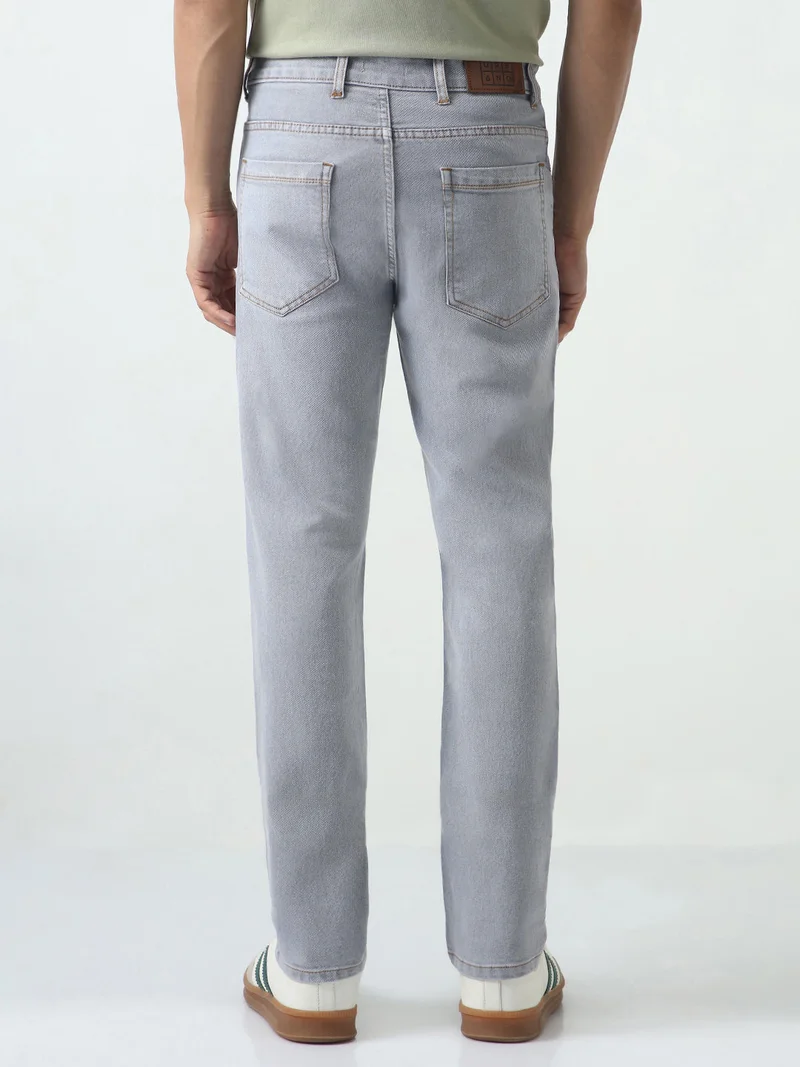 Urbano Fashion  Urbano Fashion Men's Light Grey Slim Fit Washed Denim Jeans Stretchable for Men | Best Price UAE